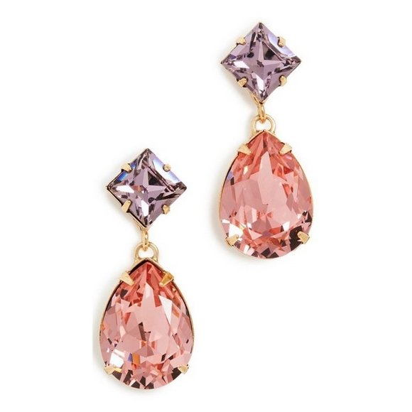 ✨ NEW Jennifer Behr Ramona Crystal Drop Earrings in Lavender & Rose - Picture 1 of 6